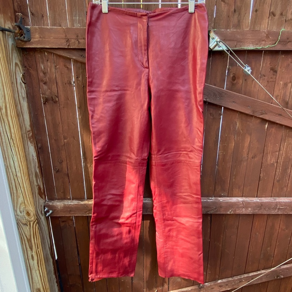 Margaret Godfrey lined red leather pants sz 8